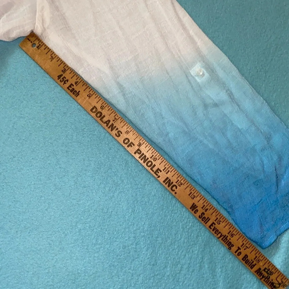 ZAC & RACHEL gauzy ombré tunic long sleeves semi sheer pockets v-neck size 2X - Picture 12 of 13